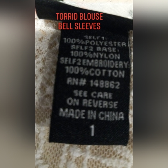 Torrid Lace Inset Chiffon Ivory Blouse - Picture 8 of 13